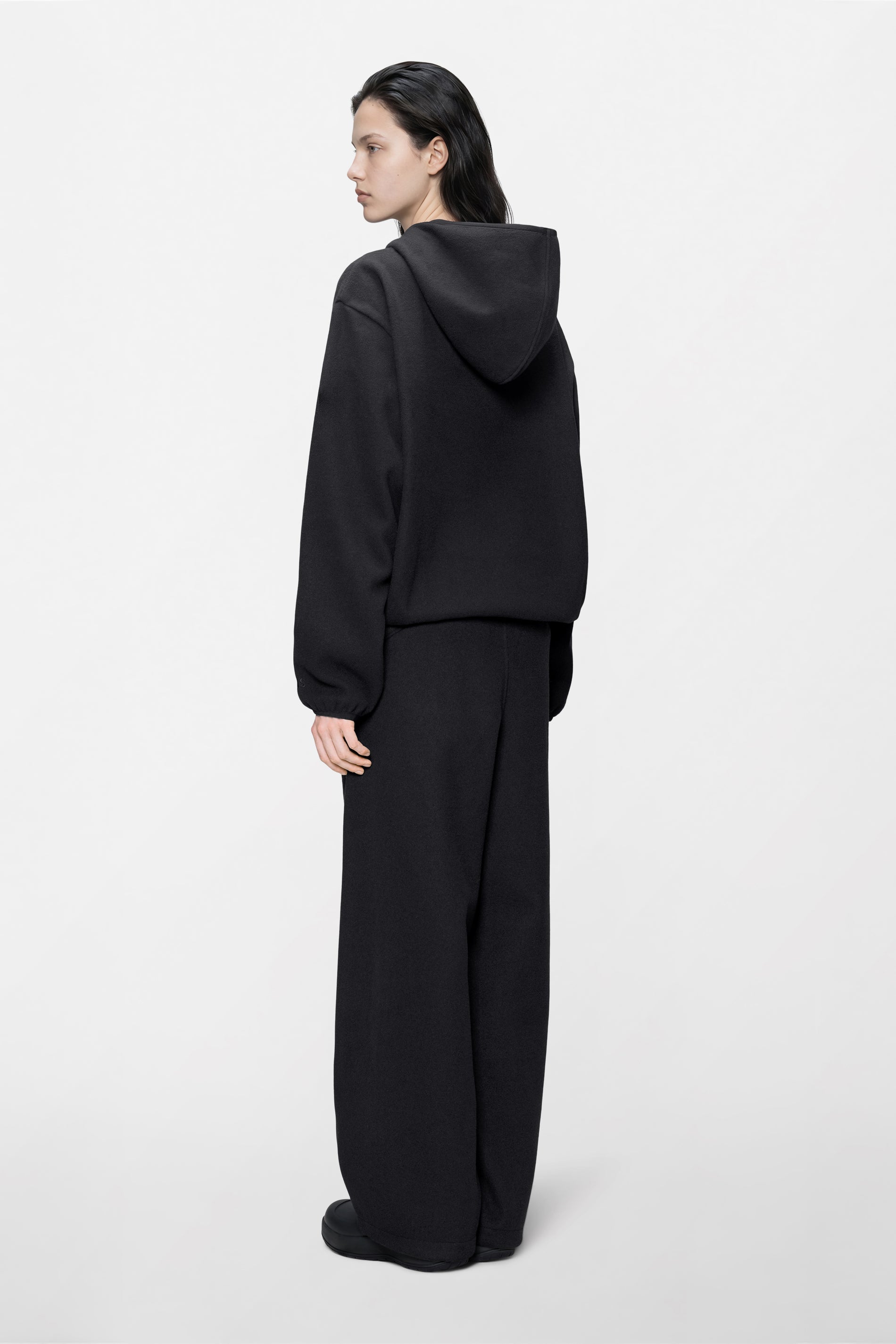 RAINS Fleece Hoodie Black Long Sleeve