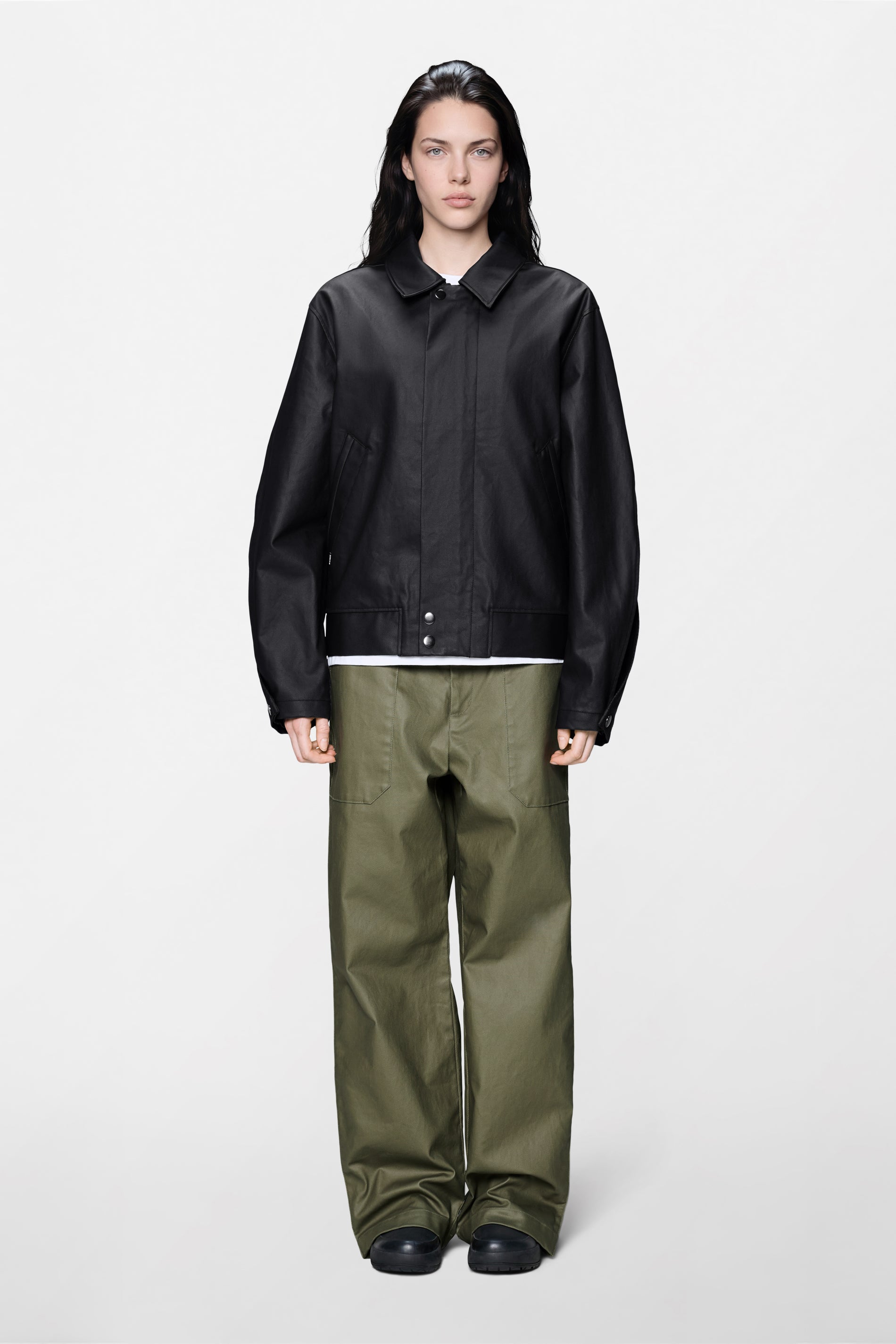 RAINS Heavy Woven Overshirt Black Long Sleeve