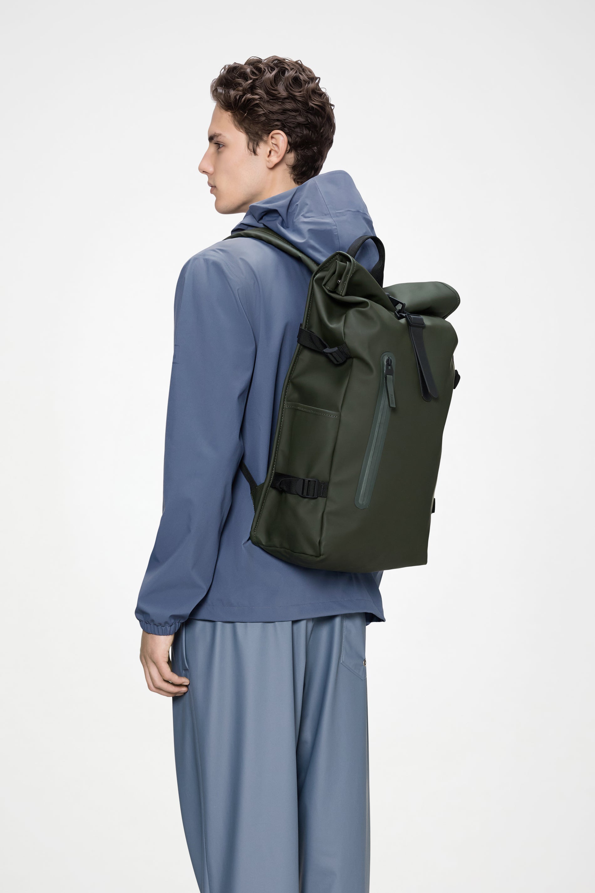RAINS Rolltop Rucksack Large Green 28L H63 x D14 x W32 cm Backpack